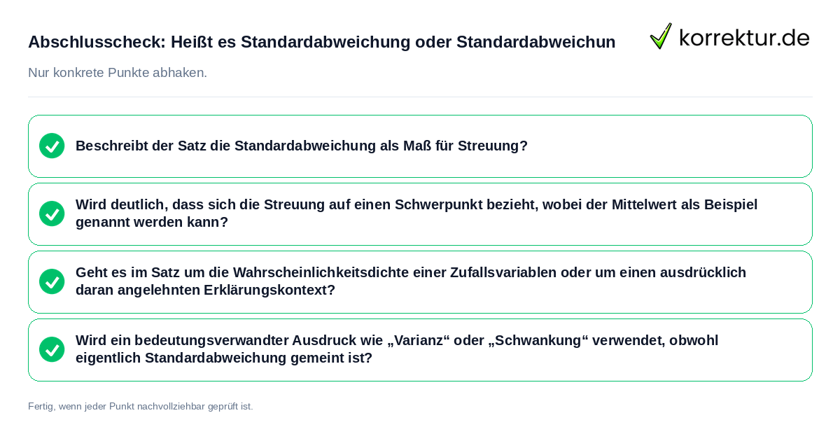 Konkreter Abschlusscheck zu Heißt es Standardabweichung oder Standardabweichun