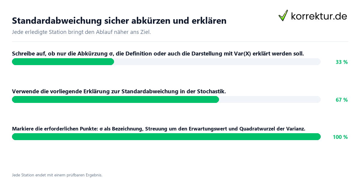 Konkrete Schritte zu Standardabweichung sicher abkürzen und erklären