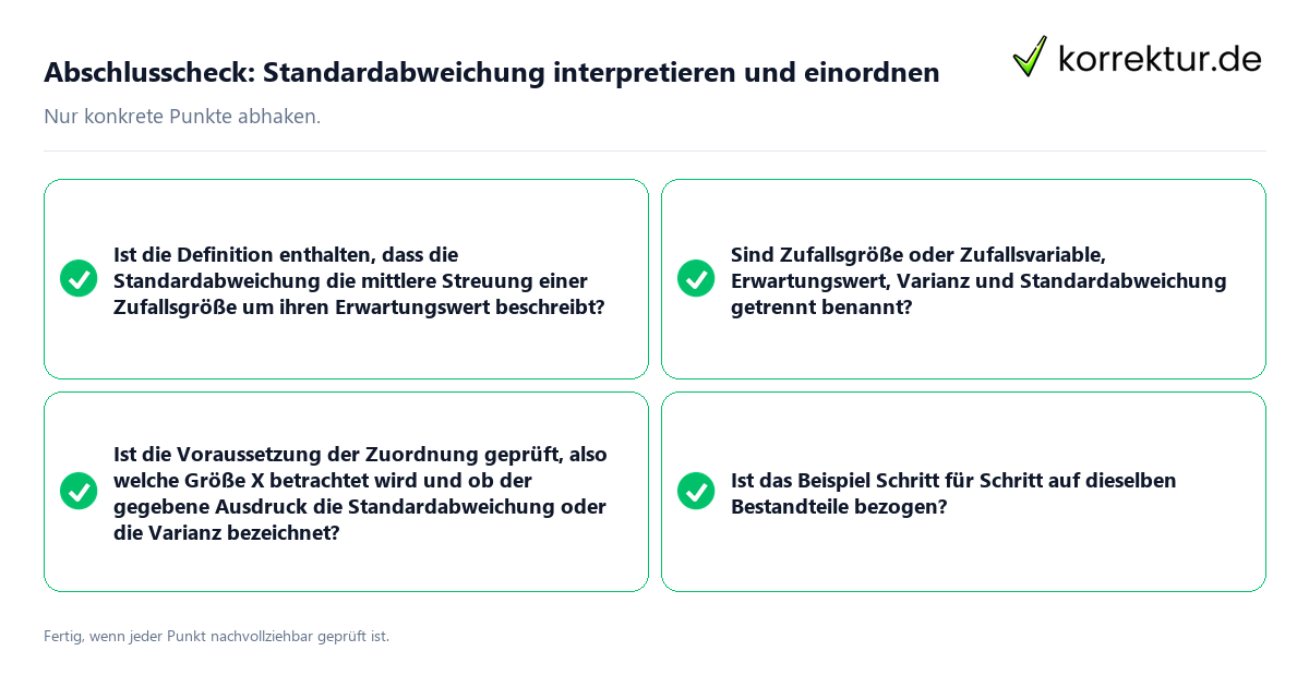 Abschlusscheck: Standardabweichung interpretieren und einordnen Konkreter Abschlusscheck zu Standardabweichung interpretieren und einordnen