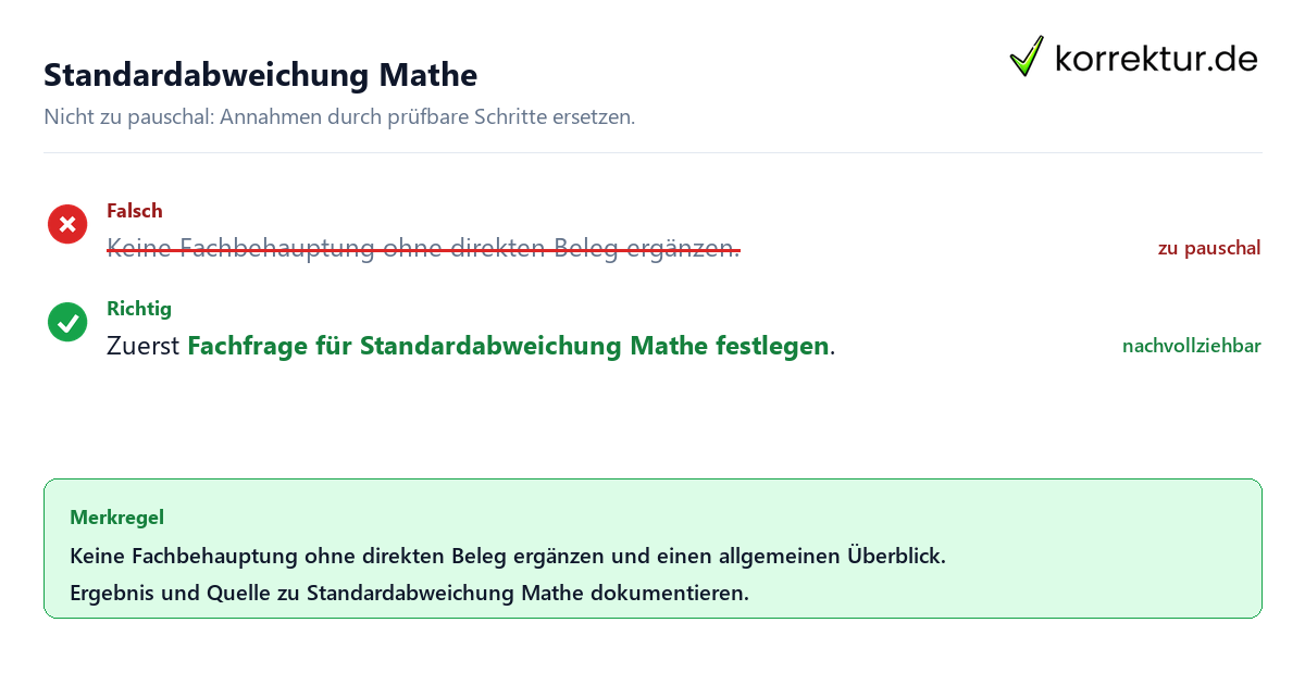 Ungeeignete und belastbare Vorgehensweise bei Standardabweichung Mathe