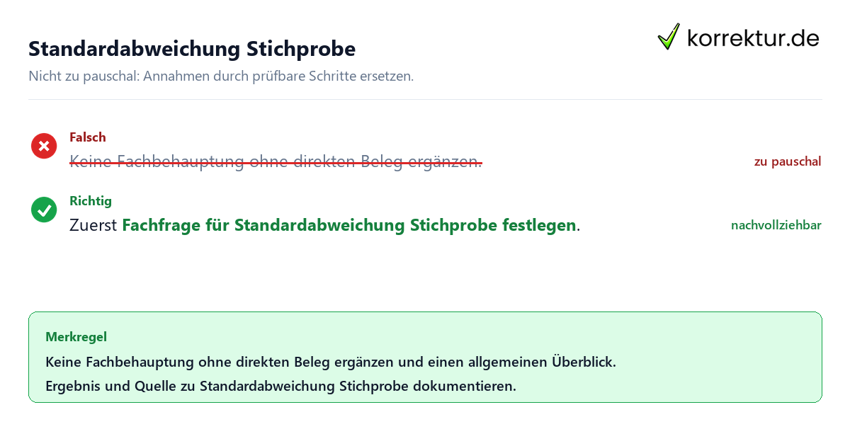 Standardabweichung Stichprobe Ungeeignete und belastbare Vorgehensweise bei Standardabweichung Stichprobe