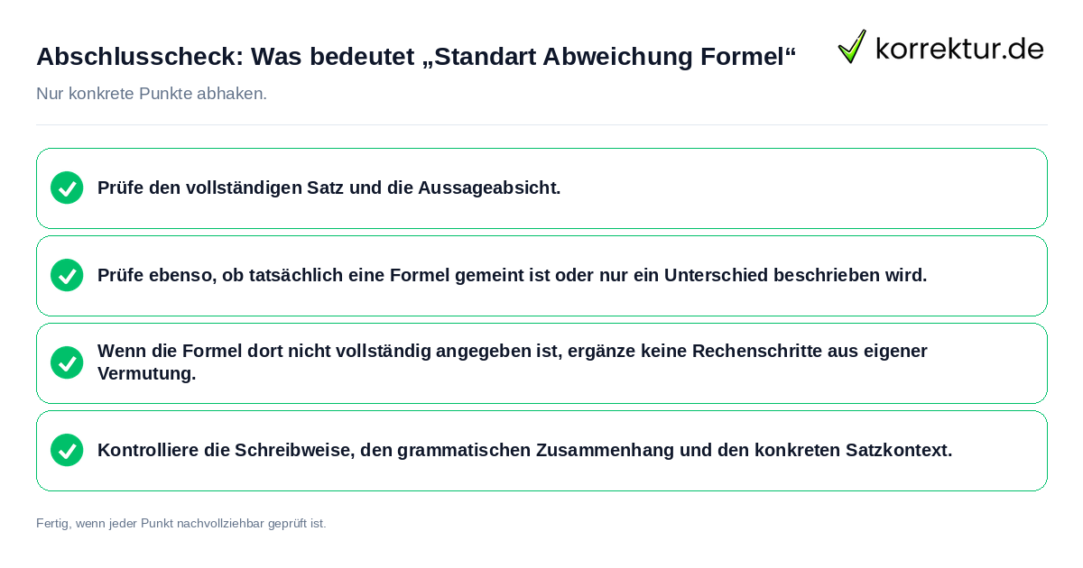 Abschlusscheck: Was bedeutet „Standart Abweichung Formel“ Konkreter Abschlusscheck zu Was bedeutet „Standart Abweichung Formel“