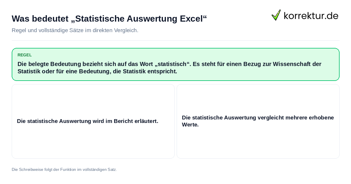 Was bedeutet „Statistische Auswertung Excel“ Konkrete Regel und vollständige Beispielsätze zu Was bedeutet „Statistische Auswertung Excel“