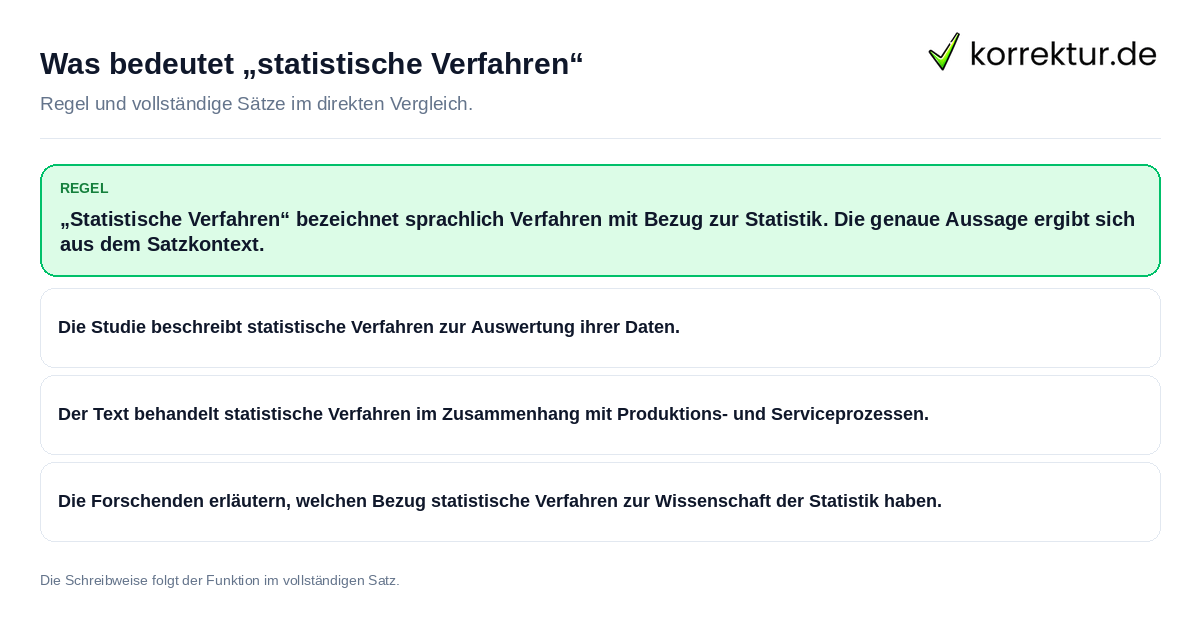 Konkrete Regel und vollständige Beispielsätze zu Was bedeutet „statistische Verfahren“