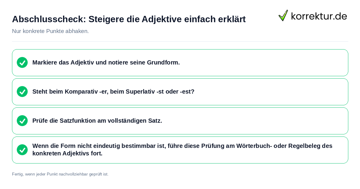 Konkreter Abschlusscheck zu Steigere die Adjektive einfach erklärt
