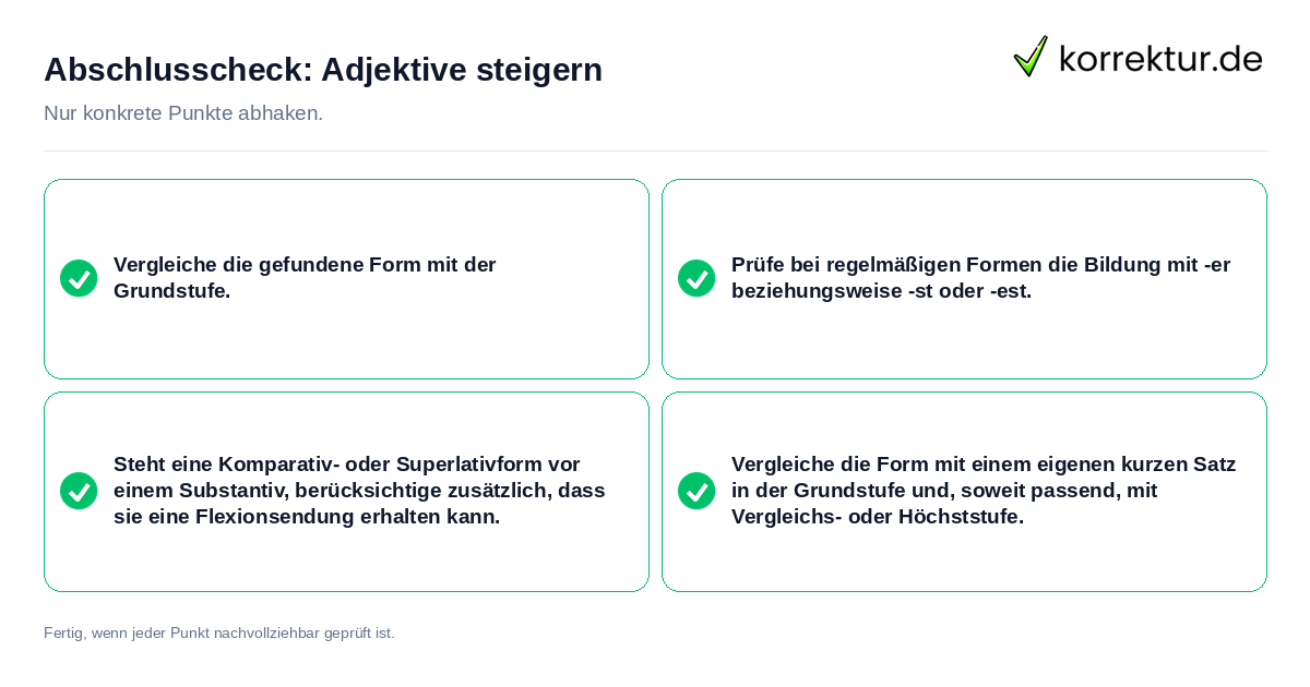 Konkreter Abschlusscheck zu Adjektive steigern