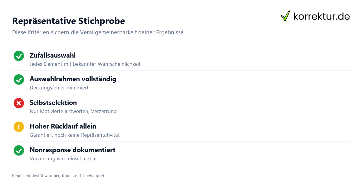 Repräsentative Stichprobe Stichprobe und Grundgesamtheit: Checkliste für Repräsentativität