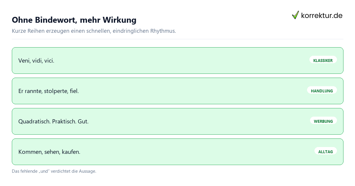 Asyndeton: Schritte
