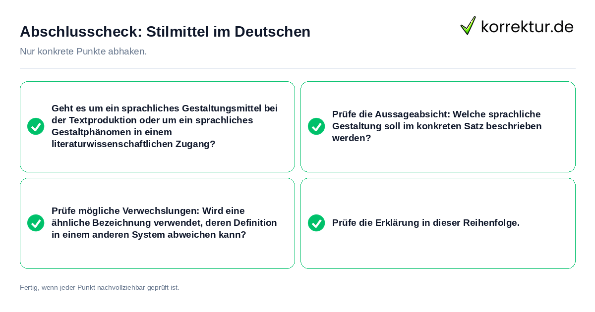 Abschlusscheck: Stilmittel im Deutschen Konkreter Abschlusscheck zu Stilmittel im Deutschen