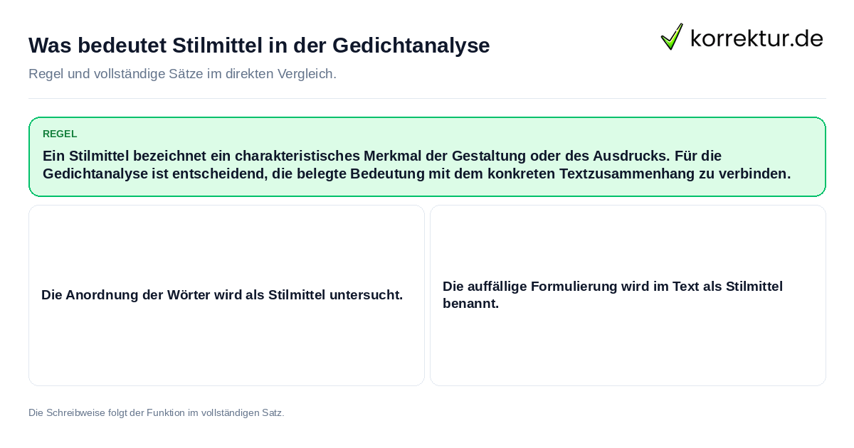 Was bedeutet Stilmittel in der Gedichtanalyse Konkrete Regel und vollständige Beispielsätze zu Was bedeutet Stilmittel in der Gedichtanalyse