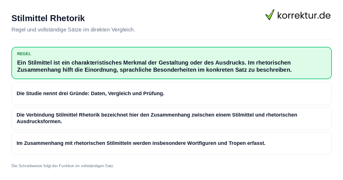Stilmittel Rhetorik Konkrete Regel und vollständige Beispielsätze zu Stilmittel Rhetorik