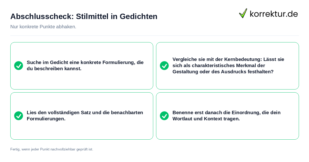 Abschlusscheck: Stilmittel in Gedichten Konkreter Abschlusscheck zu Stilmittel in Gedichten