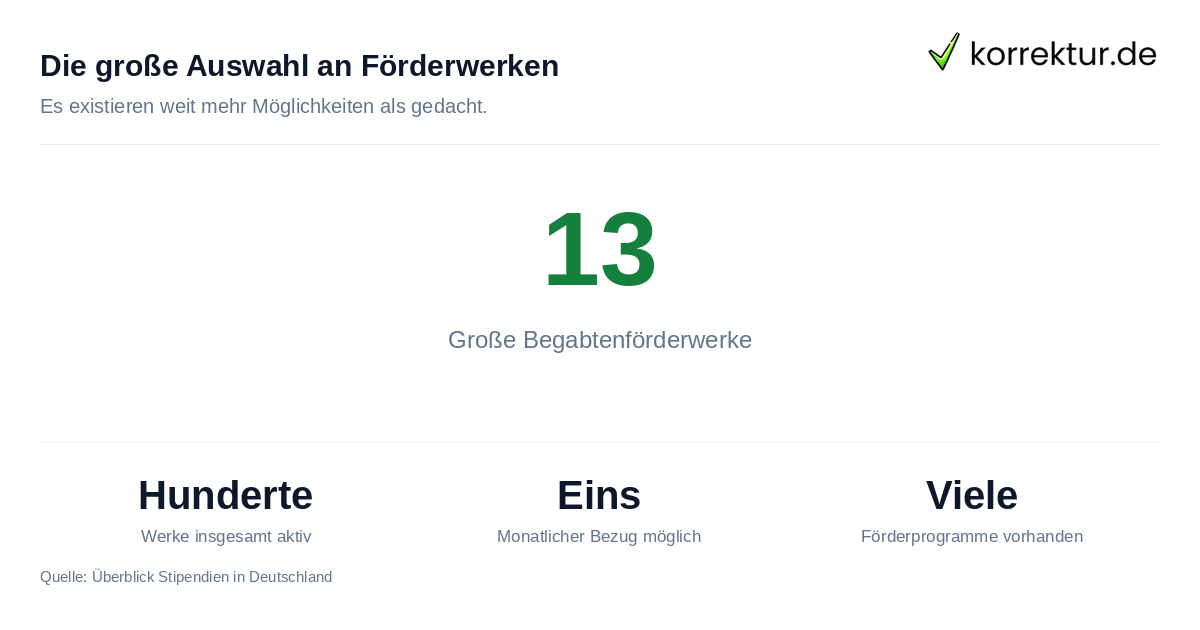 Die große Auswahl an Förderwerken Stipendien in Deutschland: Anzahl der großen Förderwerke