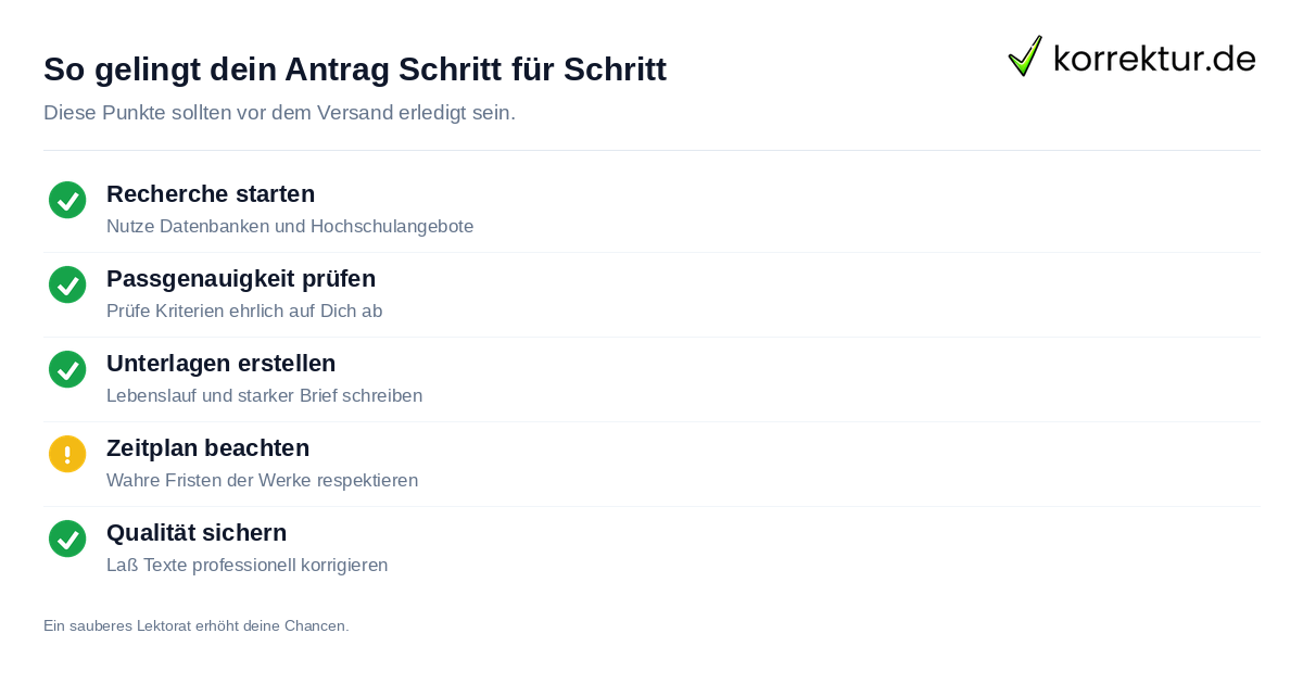 So gelingt dein Antrag Schritt für Schritt Checkliste für die Bewerbung um ein Stipendium in Deutschland