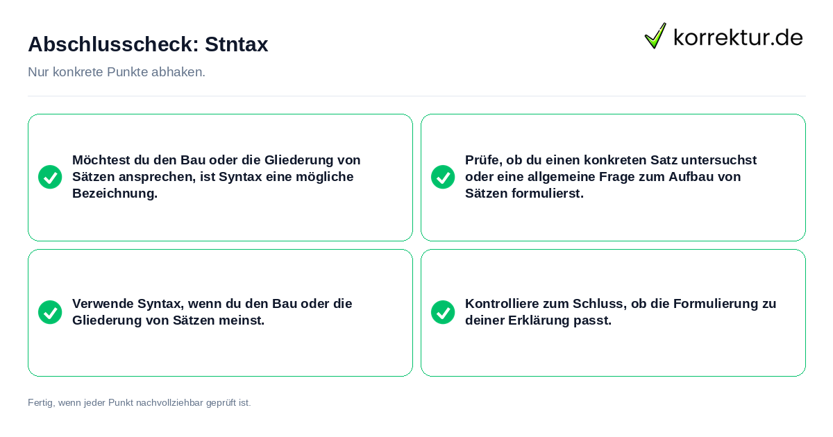 Konkreter Abschlusscheck zu Stntax