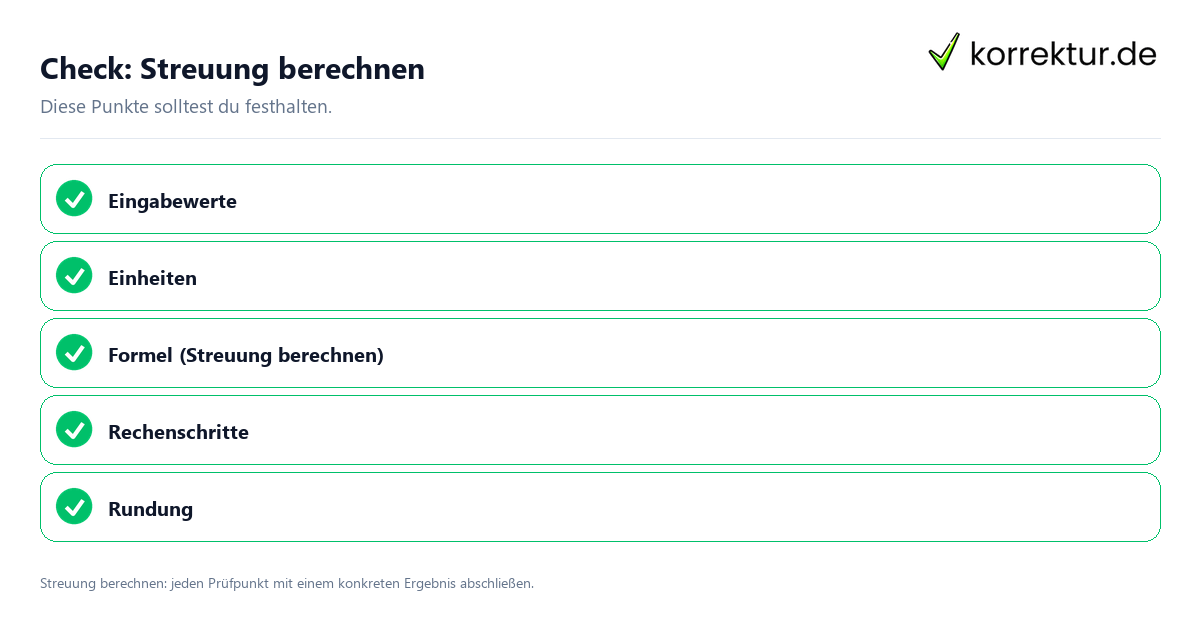 Check: Streuung berechnen Streuung berechnen mit einer themenspezifischen Checkliste