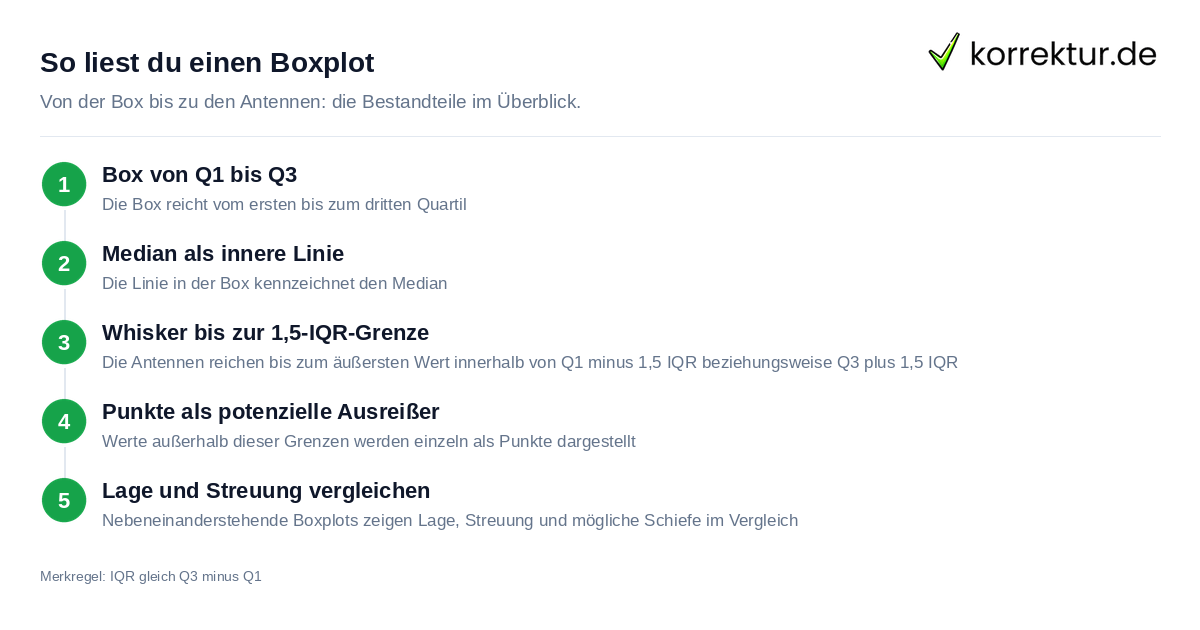 So liest du einen Boxplot Boxplot Aufbau: Box, Median, Whisker und Ausreißer erkennen