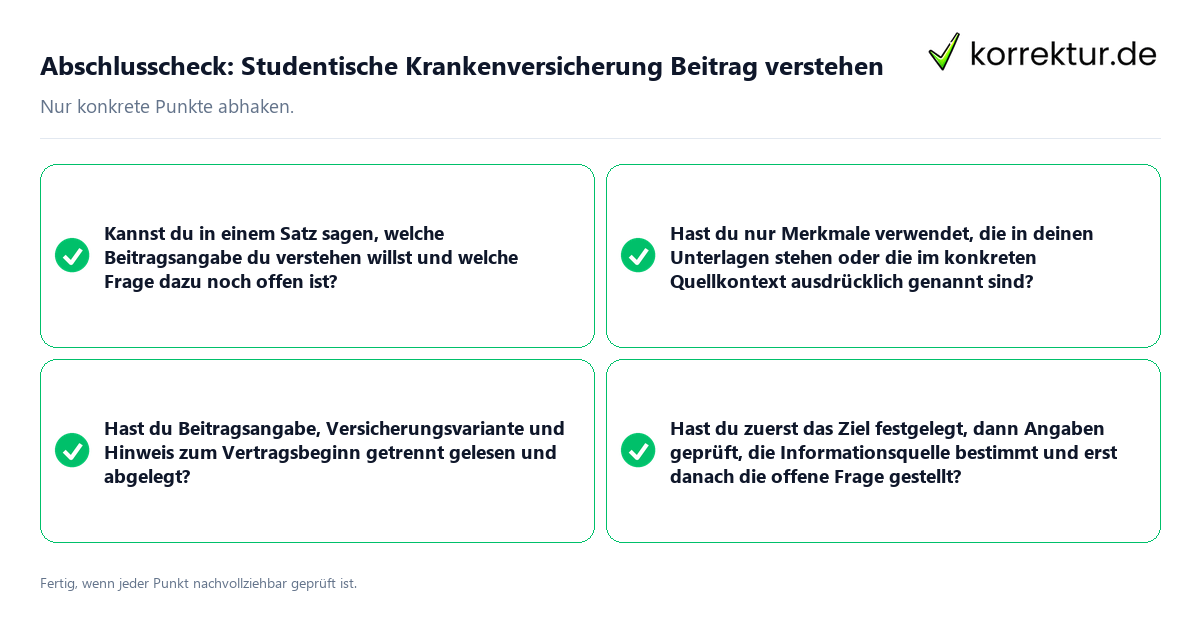 Konkreter Abschlusscheck zu Studentische Krankenversicherung Beitrag verstehen