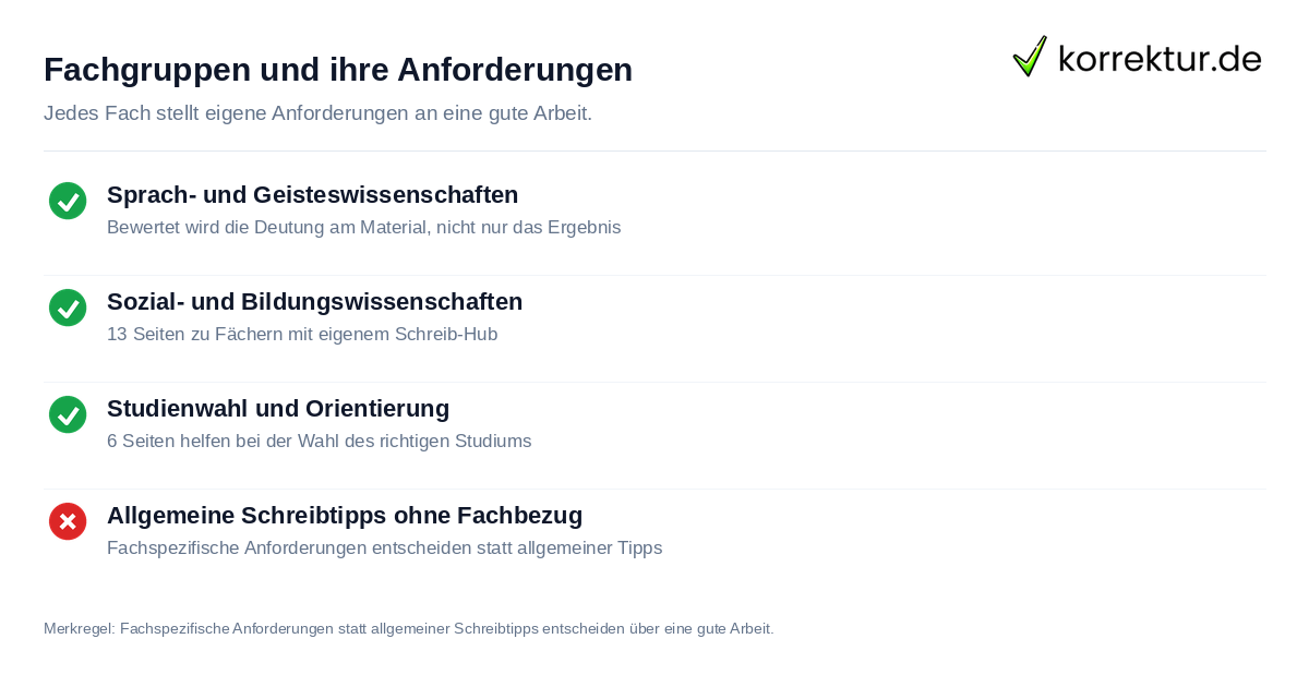 Fachgruppen und ihre Anforderungen Studiengänge und Fachgruppen: was für die Wahl des richtigen Studiums zählt