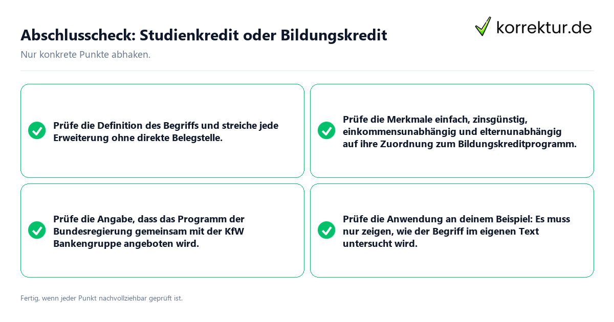 Abschlusscheck: Studienkredit oder Bildungskredit Konkreter Abschlusscheck zu Studienkredit oder Bildungskredit