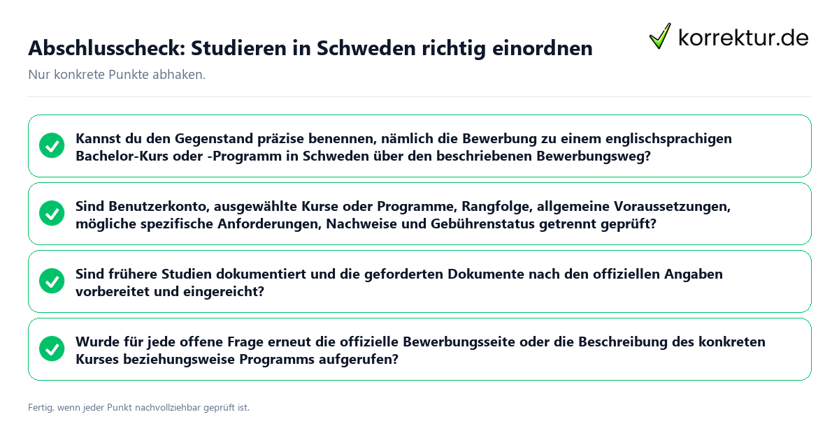 Abschlusscheck: Studieren in Schweden richtig einordnen Konkreter Abschlusscheck zu Studieren in Schweden richtig einordnen