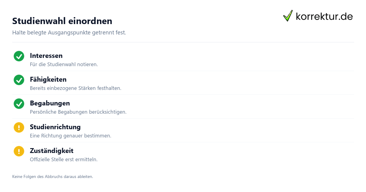 Studium abbrechen und neu starten: Interessen, Fähigkeiten und Begabungen einordnen