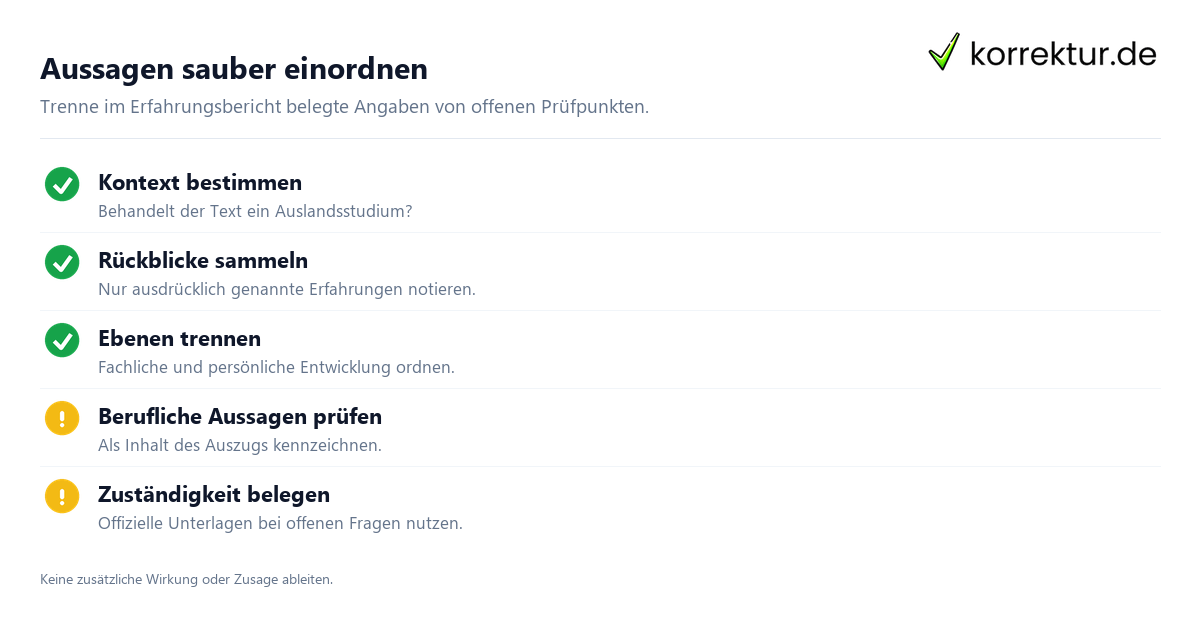 Studium-Erfahrungsberichte fachlich verstehen und nutzen, Aussagen prüfen