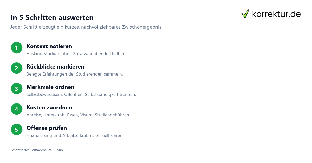 Studium-Erfahrungsberichte fachlich verstehen und nutzen, Auswertungsschritte