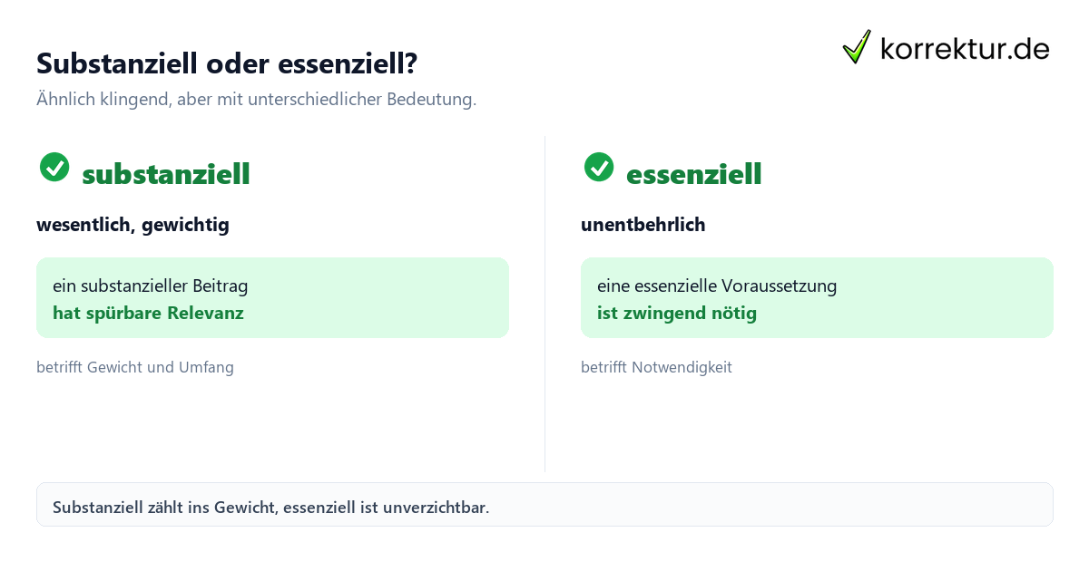 Substanziell oder essenziell? Substanziell Bedeutung: Unterschied zu essenziell