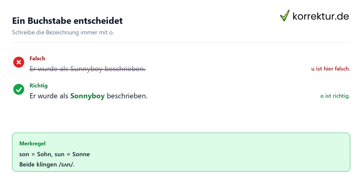 Sunnyboy oder Sonnyboy: Beispielsatz mit richtiger Schreibweise