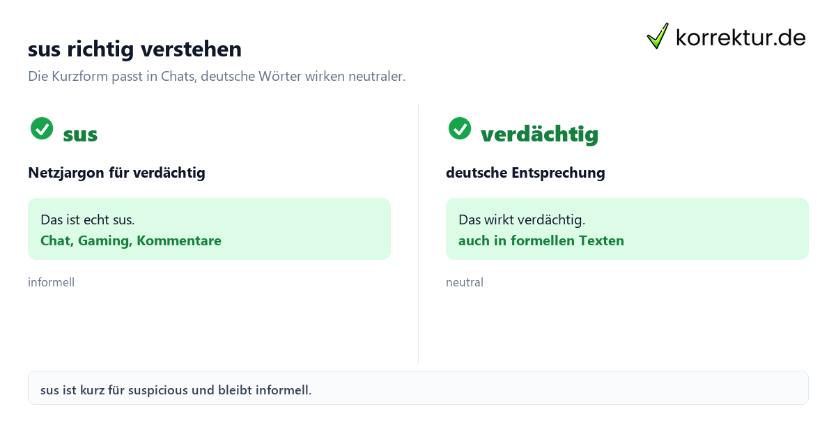 sus Bedeutung: Vergleich von Netzjargon und deutscher Entsprechung
