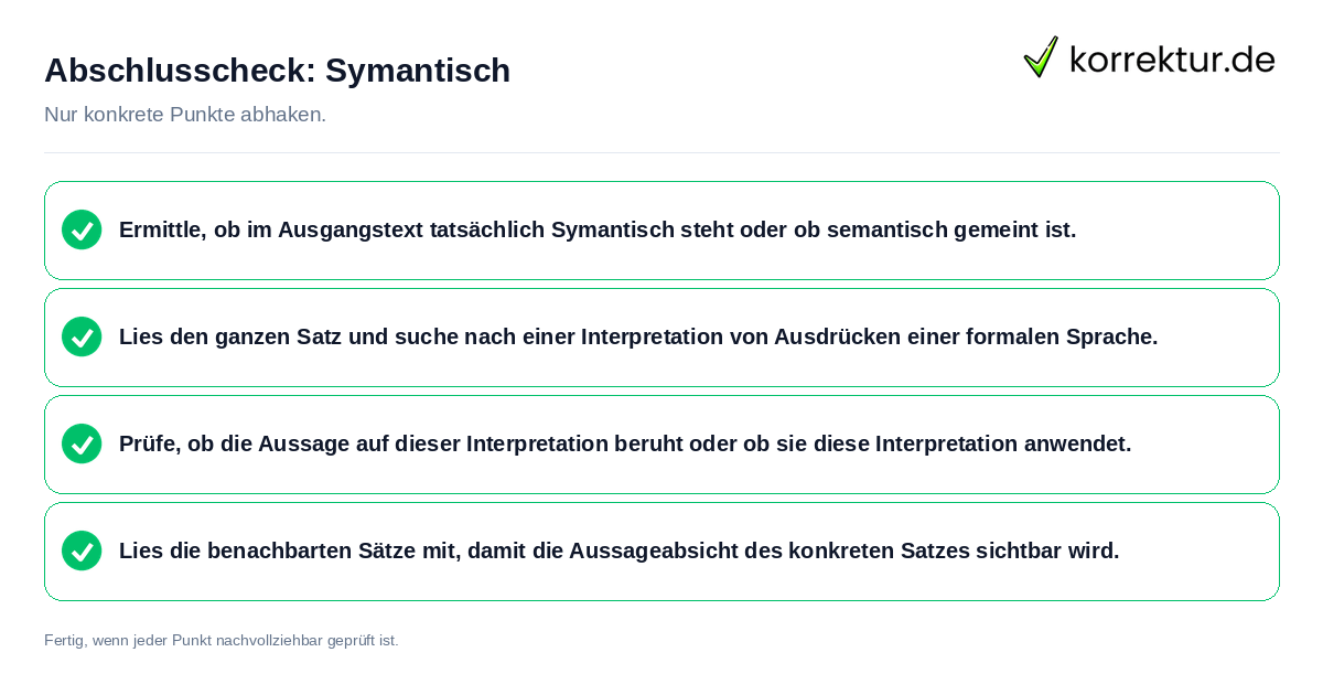 Konkreter Abschlusscheck zu Symantisch