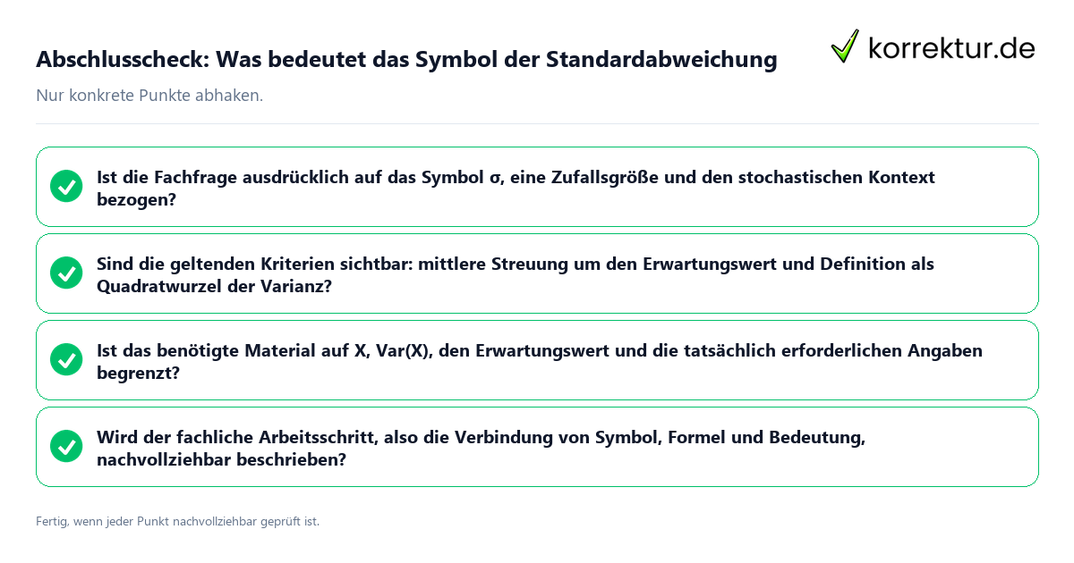 Abschlusscheck: Was bedeutet das Symbol der Standardabweichung Konkreter Abschlusscheck zu Was bedeutet das Symbol der Standardabweichung