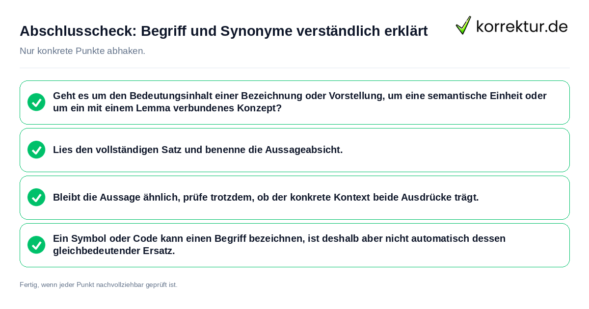 Konkreter Abschlusscheck zu Begriff und Synonyme verständlich erklärt
