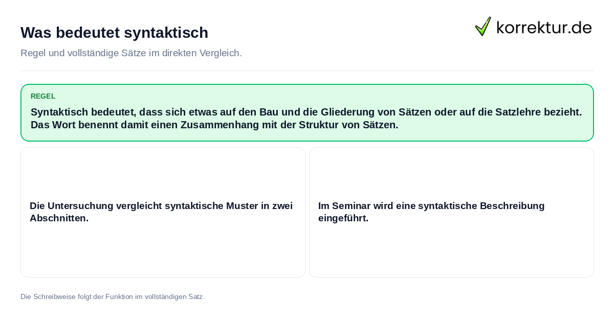 Konkrete Regel und vollständige Beispielsätze zu Was bedeutet syntaktisch