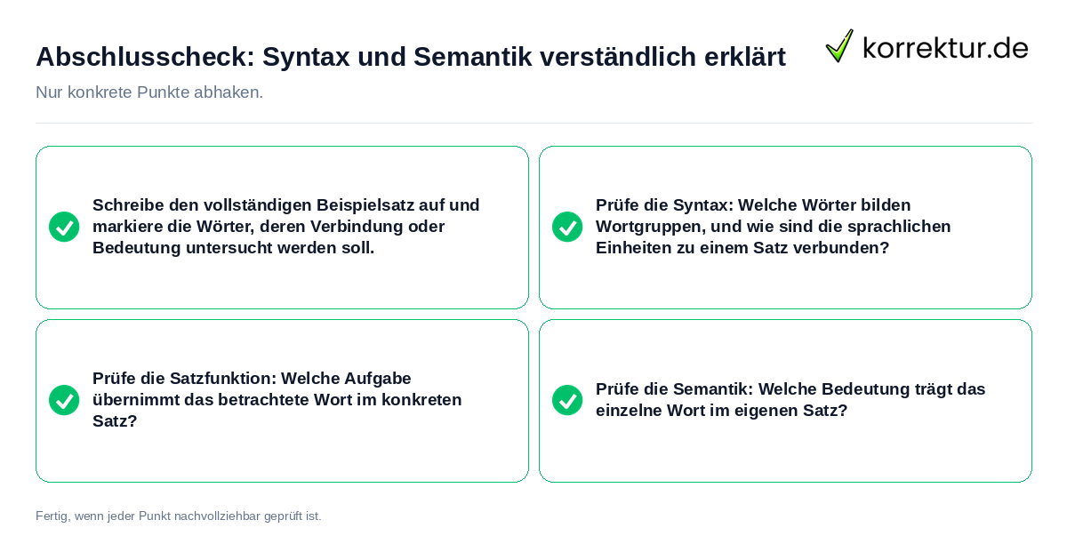 Konkreter Abschlusscheck zu Syntax und Semantik verständlich erklärt