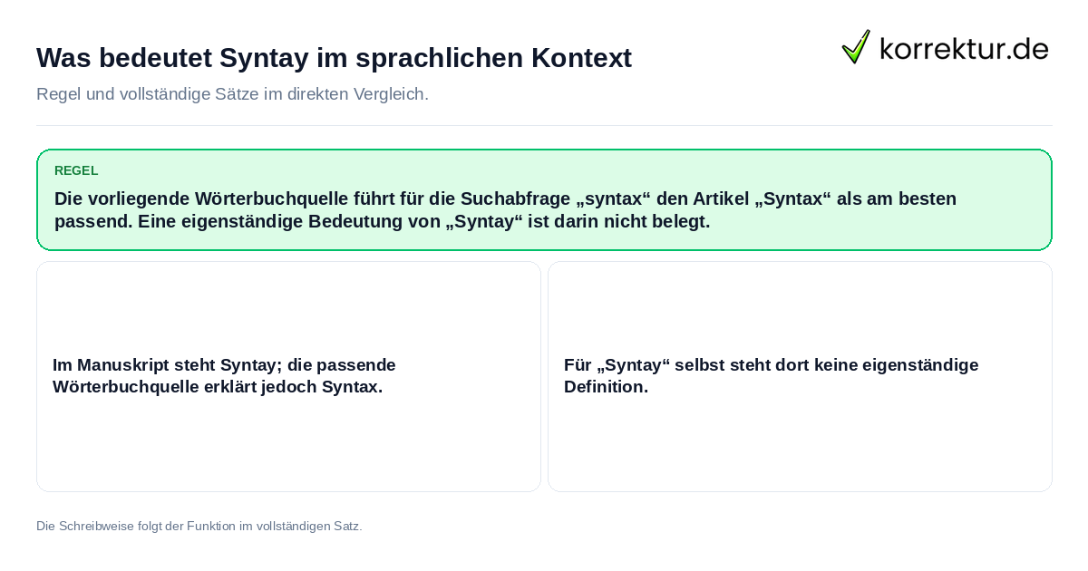 Konkrete Regel und vollständige Beispielsätze zu Was bedeutet Syntay im sprachlichen Kontext