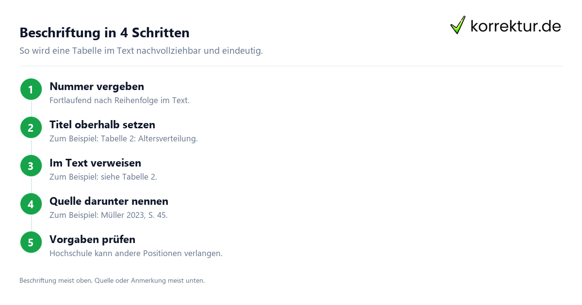 Schritt für Schritt Tabellen zitieren: Schritte