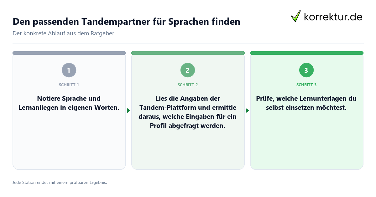 Konkrete Schritte zu Den passenden Tandempartner für Sprachen finden