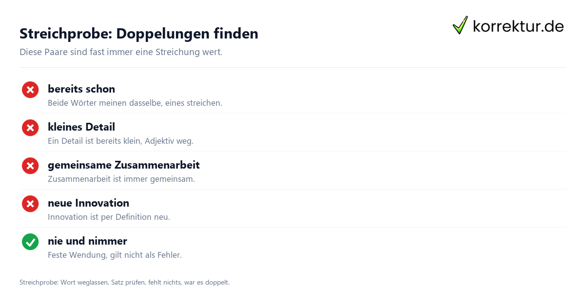 Tautologisch Bedeutung: typische Doppelungen im Text erkennen