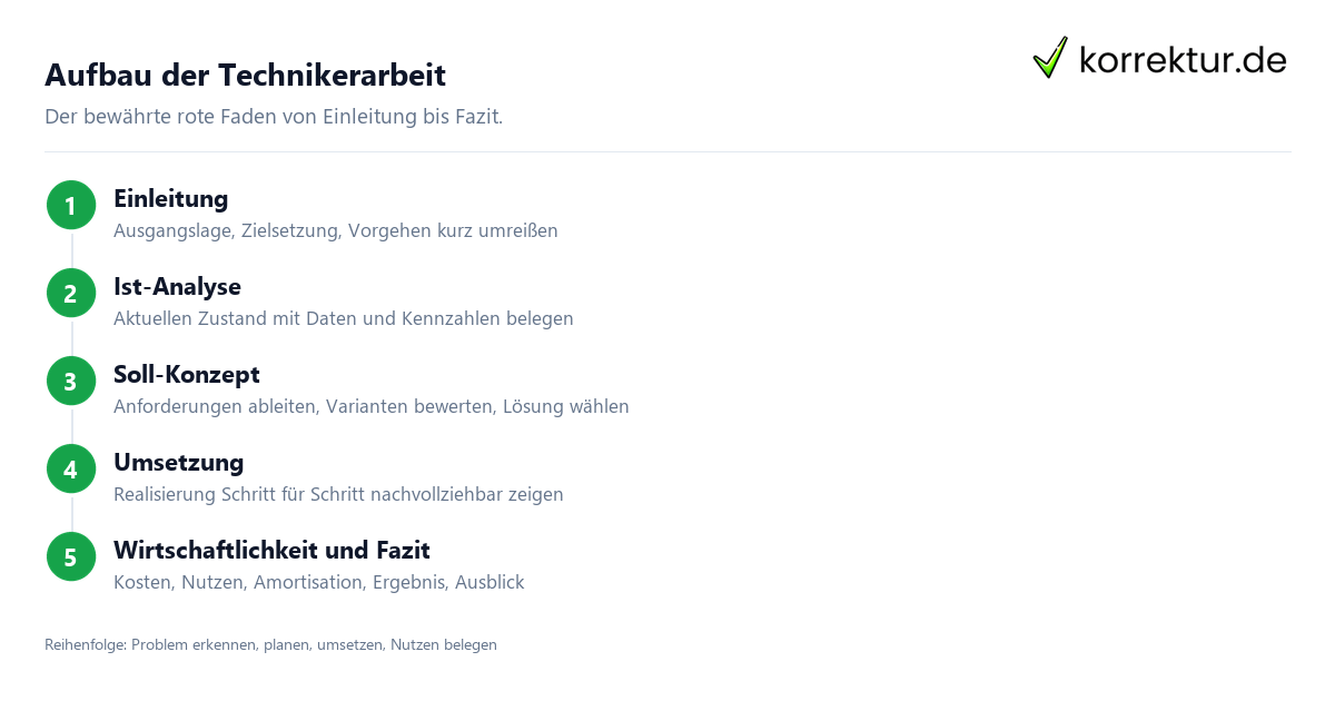 Aufbau der Technikerarbeit Technikerarbeit Gliederung Aufbau Schritt für Schritt