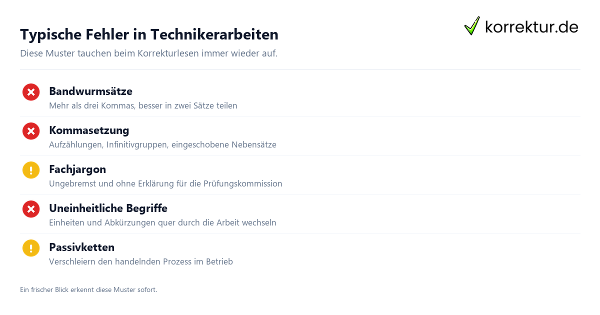 Typische Fehler in Technikerarbeiten Technikerarbeit korrekturlesen: typische Fehlerbilder bei Technikern