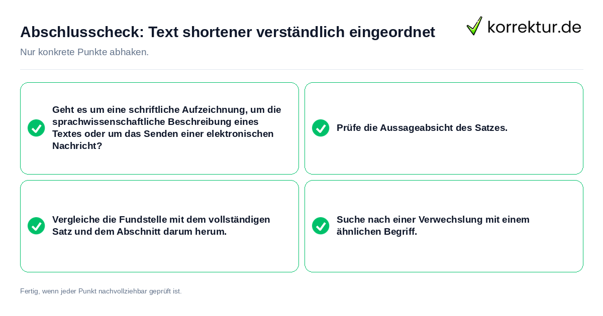 Konkreter Abschlusscheck zu Text shortener verständlich eingeordnet
