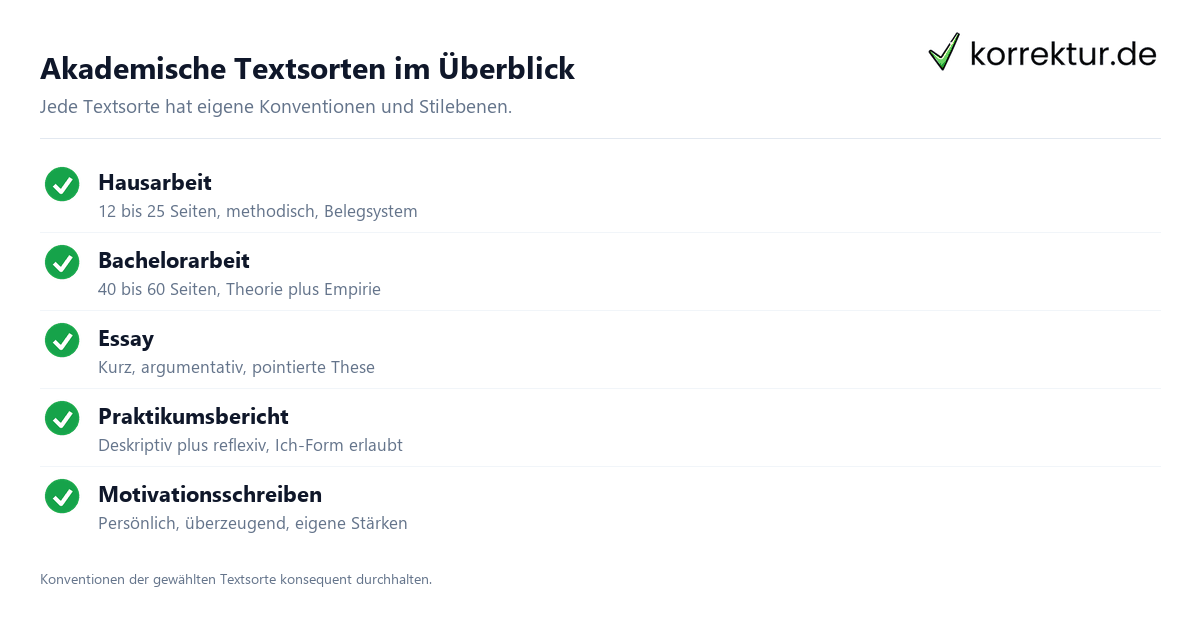Textsorten im Studium Textsorten im Studium