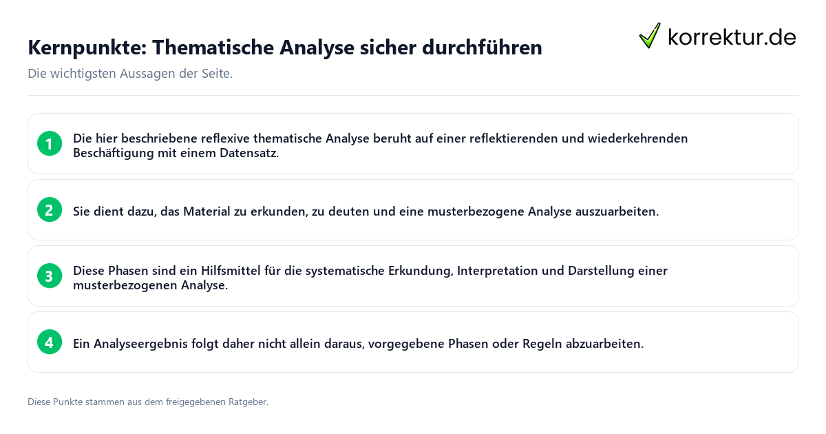 Kernpunkte: Thematische Analyse sicher durchführen Konkrete Kernpunkte zu Thematische Analyse sicher durchführen
