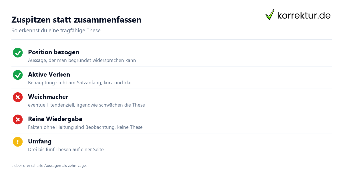 Thesenpapier schreiben: Merkmale einer guten These