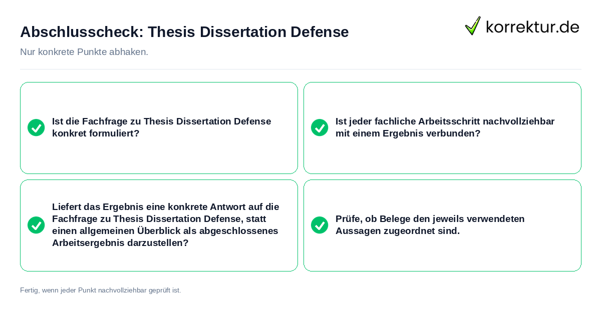 Konkreter Abschlusscheck zu Thesis Dissertation Defense