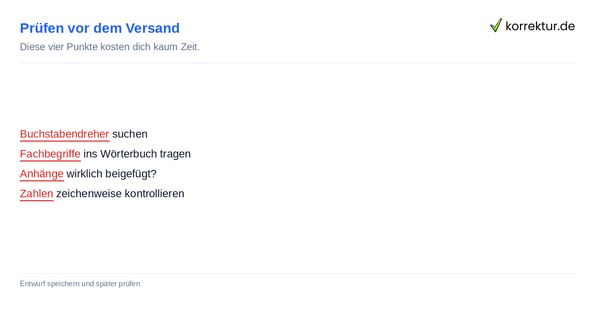 Prüfen vor dem Versand Checkliste gegen Tippfehler in mobilen E-Mails