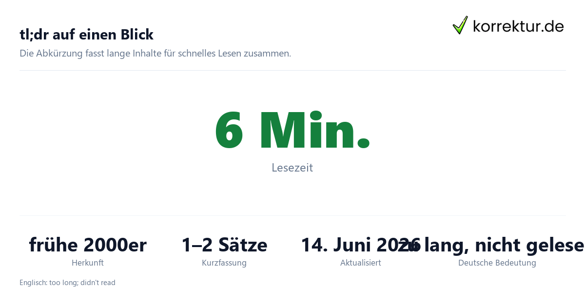 tldr Bedeutung tldr Bedeutung: Überblick