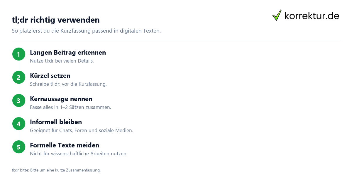 Schritt für Schritt tldr Bedeutung: Schritte